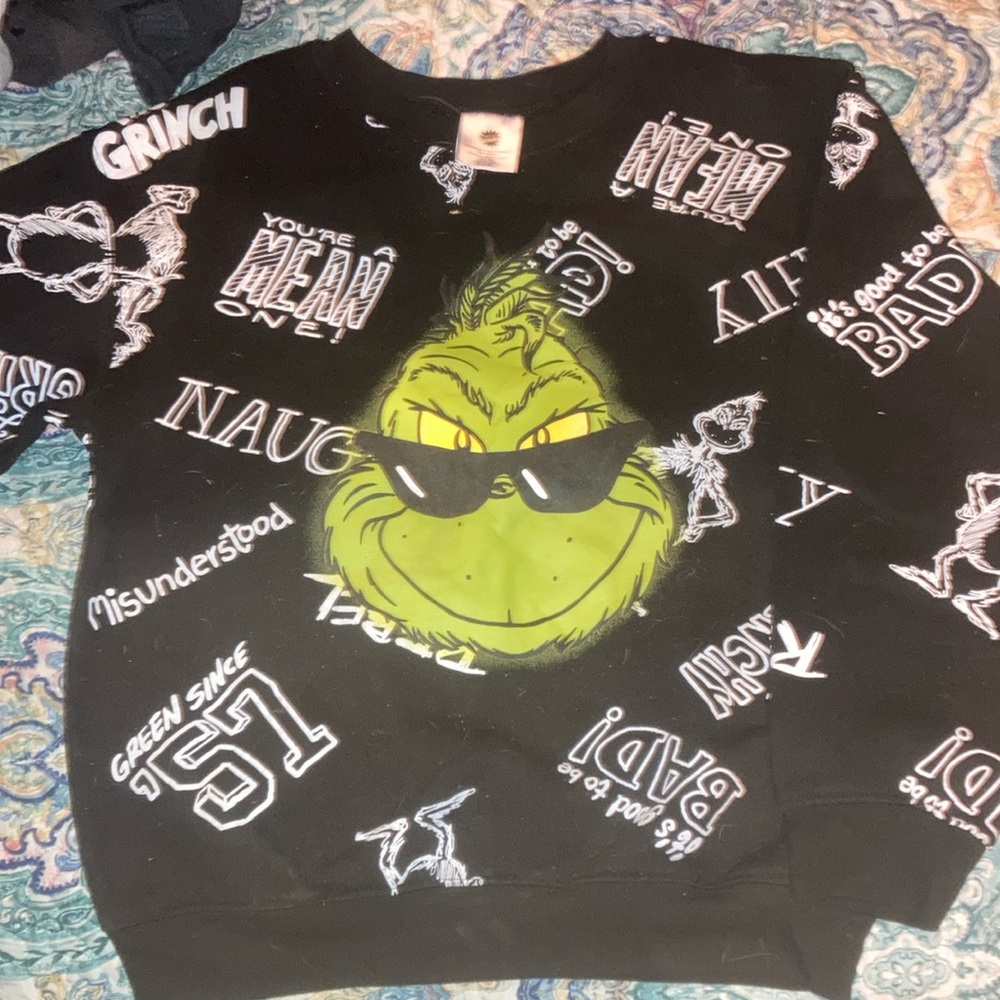Grinch Black Kids Sweatshirt
